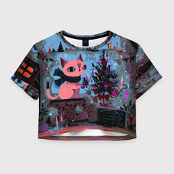 Женский топ Кошка празднует Новый год
