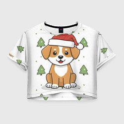 Женский топ Новогодняя собачка в шапочке