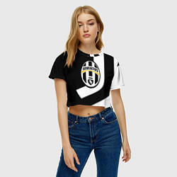Футболка 3D укороченная женская Ювентус полосы спорт линии, цвет: 3D-принт — фото 2