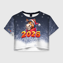 Женский топ Лошадка в шапке Санты