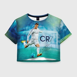 Футболка 3D укороченная женская CR Ronaldo, цвет: 3D-принт