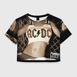 Футболка 3D укороченная женская AC/DC Girl, цвет: 3D-принт