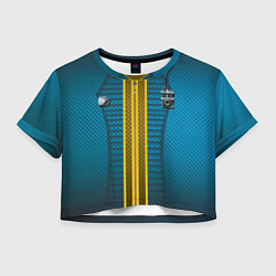 Футболка 3D укороченная женская Overalls 111, цвет: 3D-принт