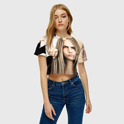 Футболка 3D укороченная женская Cara Delevingne, цвет: 3D-принт — фото 2