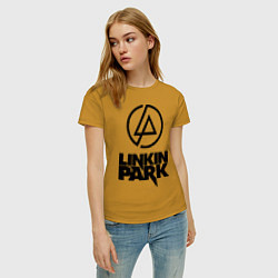 Футболка хлопковая женская Linkin Park, цвет: горчичный — фото 2