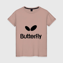 Футболка хлопковая женская Butterfly Logo, цвет: пыльно-розовый