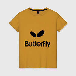 Футболка хлопковая женская Butterfly Logo, цвет: горчичный