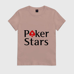 Футболка хлопковая женская Poker Stars, цвет: пыльно-розовый