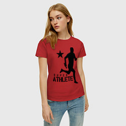 Футболка хлопковая женская Лёгкая атлетика, цвет: красный — фото 2