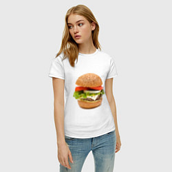 Футболка хлопковая женская Гамбургер, цвет: белый — фото 2