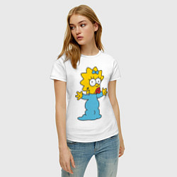 Футболка хлопковая женская Maggie Simpson, цвет: белый — фото 2