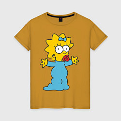 Футболка хлопковая женская Maggie Simpson, цвет: горчичный