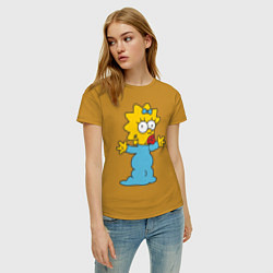 Футболка хлопковая женская Maggie Simpson, цвет: горчичный — фото 2