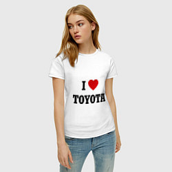 Футболка хлопковая женская I love Toyota, цвет: белый — фото 2