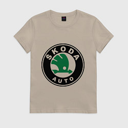Футболка хлопковая женская Skoda, цвет: миндальный