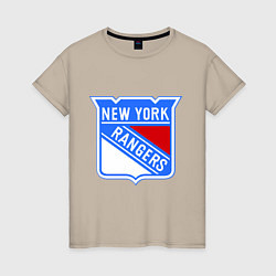 Футболка хлопковая женская New York Rangers, цвет: миндальный