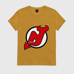 Футболка хлопковая женская New Jersey Devils, цвет: горчичный