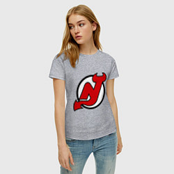 Футболка хлопковая женская New Jersey Devils, цвет: меланж — фото 2