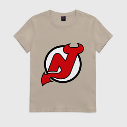 Футболка хлопковая женская New Jersey Devils, цвет: миндальный
