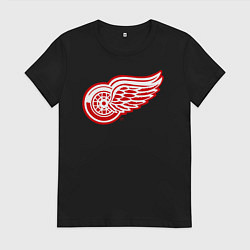 Футболка хлопковая женская Detroit Red Wings, цвет: черный