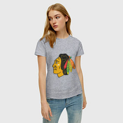 Футболка хлопковая женская Chicago Blackhawks, цвет: меланж — фото 2