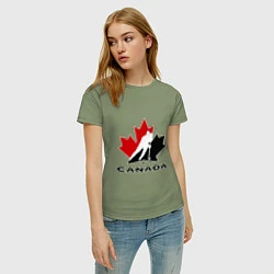 Футболка хлопковая женская Canada, цвет: авокадо — фото 2