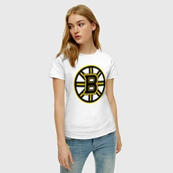 Футболка хлопковая женская Boston Bruins, цвет: белый — фото 2