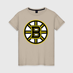 Футболка хлопковая женская Boston Bruins, цвет: миндальный