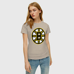 Футболка хлопковая женская Boston Bruins, цвет: миндальный — фото 2