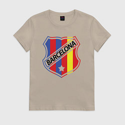 Футболка хлопковая женская Barcelona: old mark, цвет: миндальный