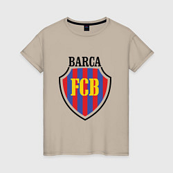 Футболка хлопковая женская Barca FCB, цвет: миндальный