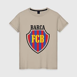 Футболка хлопковая женская Barca FCB, цвет: миндальный