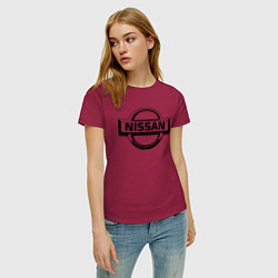 Футболка хлопковая женская Nissan club, цвет: маджента — фото 2