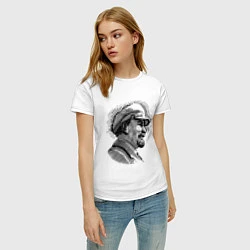 Футболка хлопковая женская Ленин: гравюра, цвет: белый — фото 2