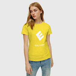 Футболка хлопковая женская Evil corporation, цвет: желтый — фото 2