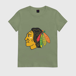 Футболка хлопковая женская Chicago Blackhawks, цвет: авокадо