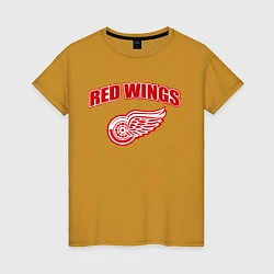Футболка хлопковая женская Detroit Red Wings, цвет: горчичный