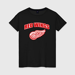 Футболка хлопковая женская Detroit Red Wings, цвет: черный