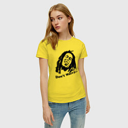 Футболка хлопковая женская Bob Marley: Don't worry, цвет: желтый — фото 2