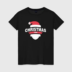Футболка хлопковая женская Christmas Time, цвет: черный