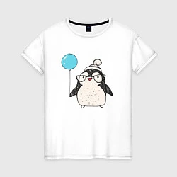 Женская футболка Пингвин-мальчик с шариком