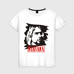Футболка хлопковая женская Nirvana: Kurt Cobain, цвет: белый