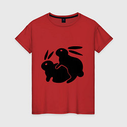 Футболка хлопковая женская Секс кроликов, цвет: красный