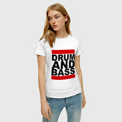 Футболка хлопковая женская Drum and bass, цвет: белый — фото 2