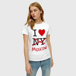 Футболка хлопковая женская I love Moscow, цвет: белый — фото 2
