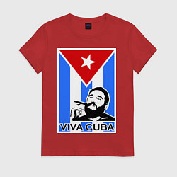 Футболка хлопковая женская Fidel: Viva, Cuba!, цвет: красный