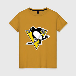 Футболка хлопковая женская Pittsburgh Penguins, цвет: горчичный