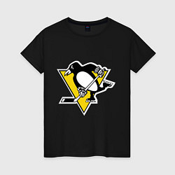 Футболка хлопковая женская Pittsburgh Penguins, цвет: черный