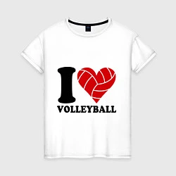 Женская футболка I love volleyball - Я люблю волейбол