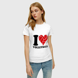 Футболка хлопковая женская I love volleyball - Я люблю волейбол, цвет: белый — фото 2